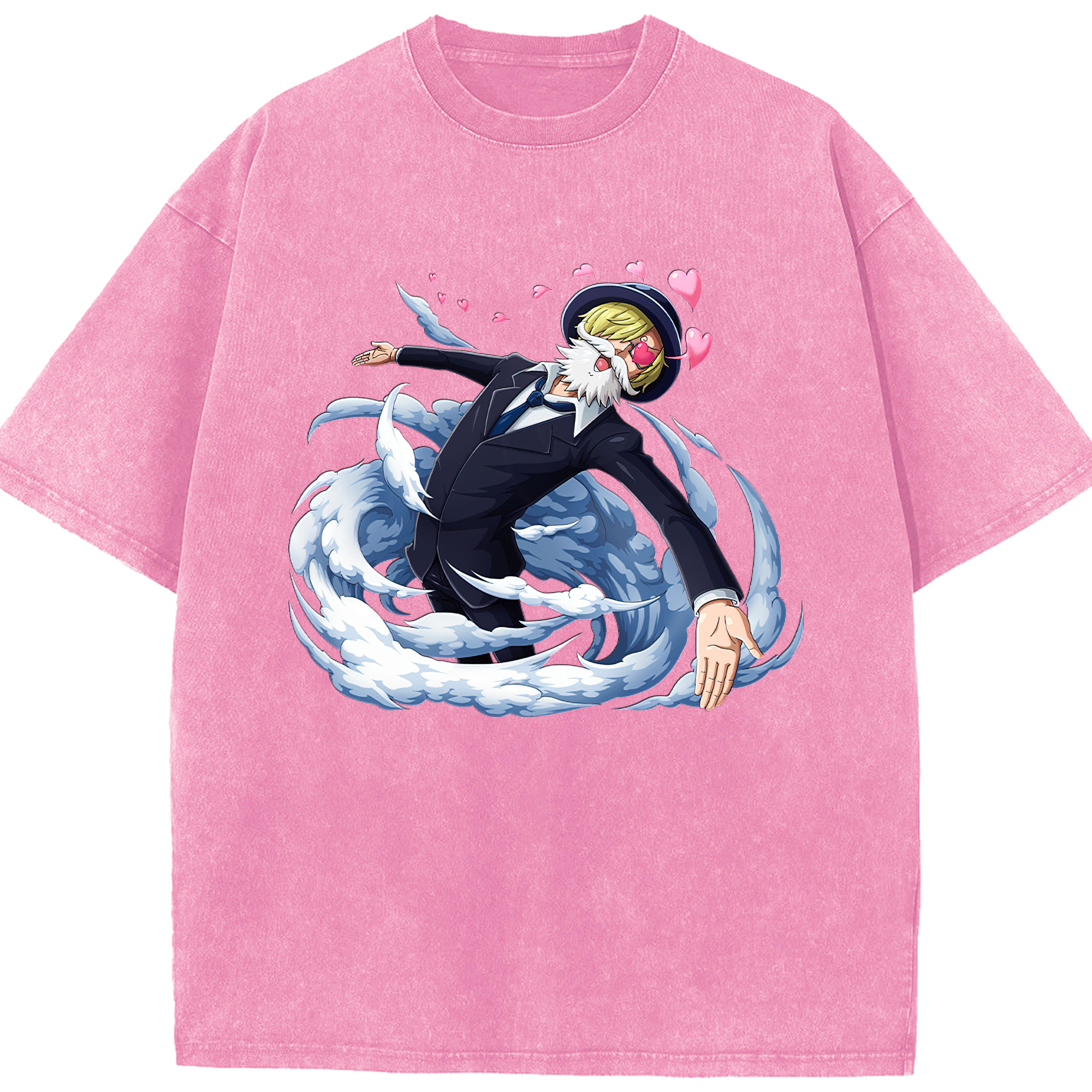 （画像用） ワンピース サンジ ONE PIECE Sanji 綿100% ヴィンテージ風 半袖Tシャツ（フロントプリント）
